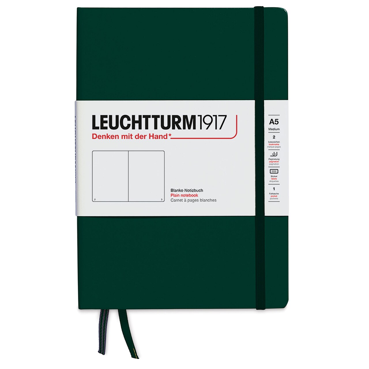 Leuchtturm1917 Blank Hardcover Notebook - Forest Green, 5-3/4" x 8-1/4"